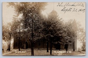 K1/ Hubbard Ohio RPPC Postcard c1910 School Building Trumbull Leiter 140