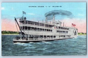 1940 Mississippi MS Vintage Postcard Excursion Steamer J. S. De Luxe Steamership