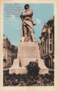 WWI Reims France Monument aux Morts Soldier Statue P. Lefebvre Postcard Original
