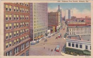 Georgia Atlanta Famous Five Points 1942 Curteich