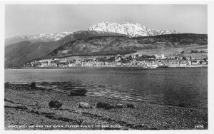 uk41395 fort william and the snow capped summit of ben nevis real photo uk