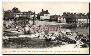 Old Post War Map Le Pont de Pont Sainte Maxence The Bridge of Pont Sainte Army