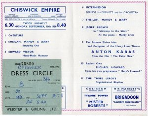 Anton Karas of The Third Man Film Composer Chiswick Old Theatre Programme