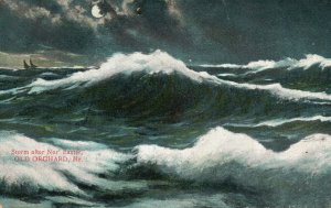 Vintage Postcard Storm After Nor' Easter Old Orchard Maine