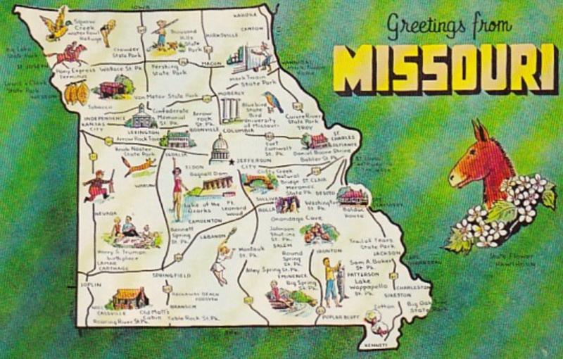 Missouri Greetings With Map