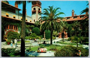 Vtg St Augustine Florida FL Gardens Flagler College Ponce de Leon Hotel Postcard