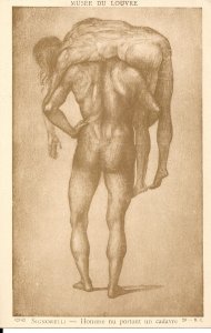 Man Carrying Female Cadaver, Art Signorelli, 1910's, Death, Human Body, Nudes