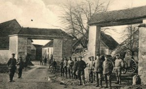 1914-18 WWI German Soldiers at Aizelles, Feldpost Military Markings Postcard P20