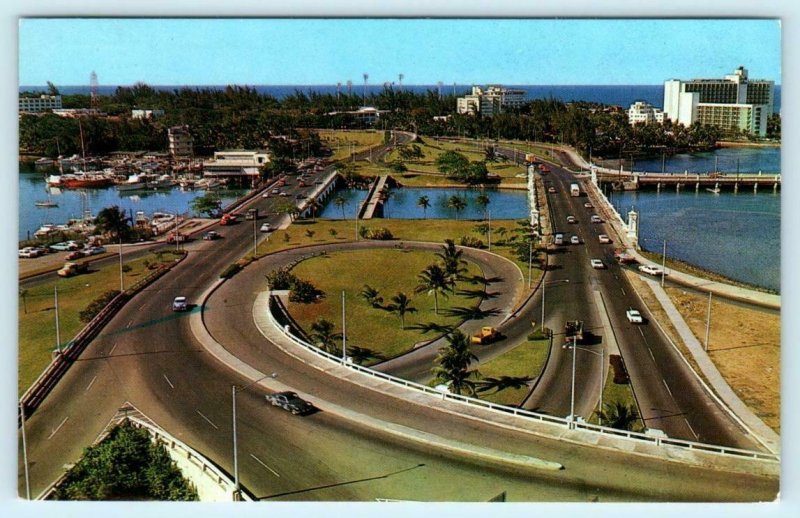 SANTURCE, PUERTO RICO ~ Birdseye TRAFFIC CIRCLE Street Scene 1967  Postcard