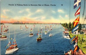 Florida Miami Parade Of Fishing Boats In Biscayne Bay