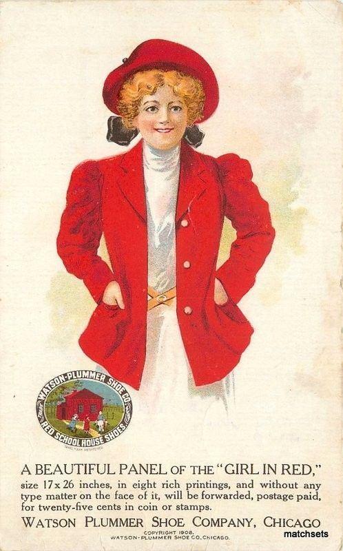 Artist impression C-1910 Shoe Advertising Girl in red postcard 5196