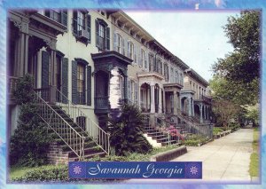 VINTAGE POSTCARD CONTINENTAL SIZE AUTHENTICALLY RESTORED HOUSES OF SAVANNAH GA