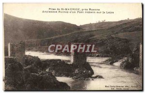 Old Postcard Stacks of St Maurice near Roanne Old ruins of a Roman bridge ove...