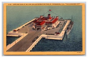 Airplane View Recreation Pier St Petersburg Florida FL UNP Linen Postcard W6