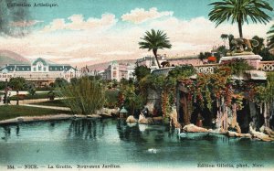 Vintage Postcard 1908 Nice La Grotte Nouveaux Jardins Paris France