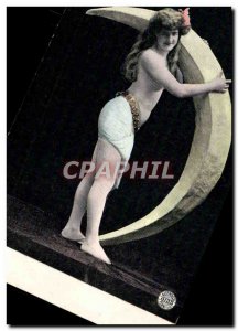 Old Postcard Female nude erotic Moon