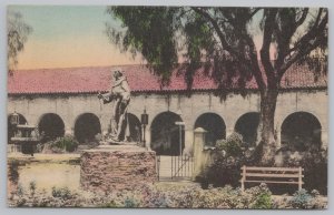 San Fernando California~Statue In Mission Garden~Padre Lingers~Handcolored PC