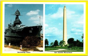 Battleship Texas San Jacinto Monument Houston Texas Tx Mexico Unp Postcard 
