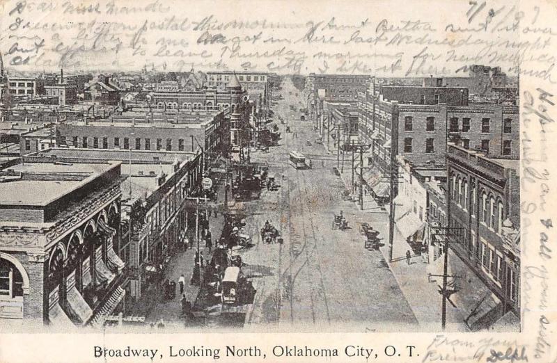 Oklahoma City Oklahoma Territory Broadway Looking North Antique PC (J33056)