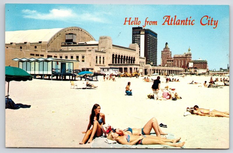 Hello From Atlantic City New Jersey Visitors White Silver Sands Beach Postcard