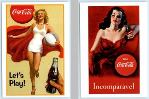 2 Repro Postcards COCA COLA ADVERTISING 1997 Let's Play Sexy Risque 4x6