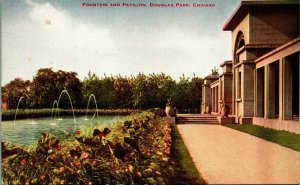 Fountain and Pavilion Douglas Park Chicago Illinois IL UNP 1910s DB Postcard