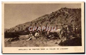 Old Postcard Army Artillery in position in the valley of Ouizert