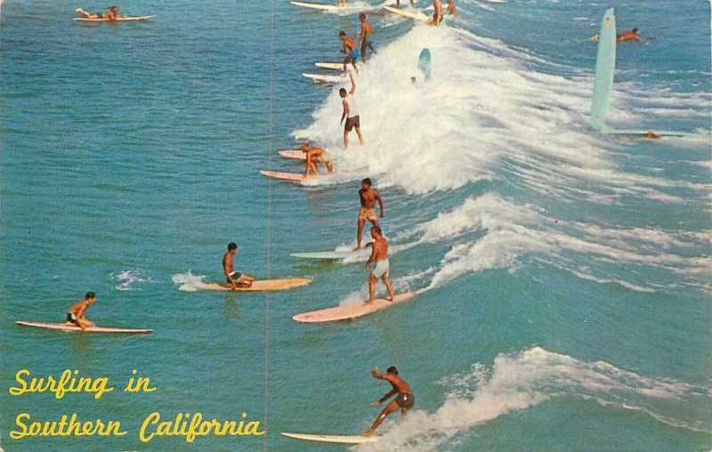 Postcard Surfing Souther California Malibu San Onofre Unposted 