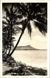 Honolulu Hawaii HI Diamond Head Real Photo RPPC Vintage Postcard