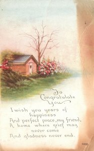 Vintage Postcard 1918 To Congratulate You I Wish You Years Of Happiness & Peace