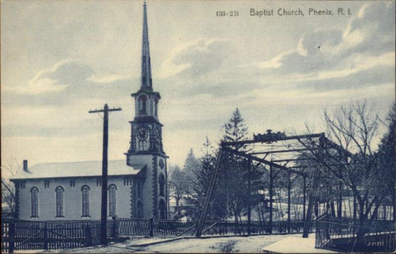 Phenix RI Baptist Church & Bridge c1910 Postcard