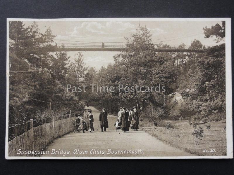 Dorset BOURNEMOUTH Suspension Bridge at Alum Chin c1912 Postcard