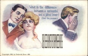 Dederick Bros Squished Letter Puzzle Jilted Lover Beautiful Woman c1910 Postcard