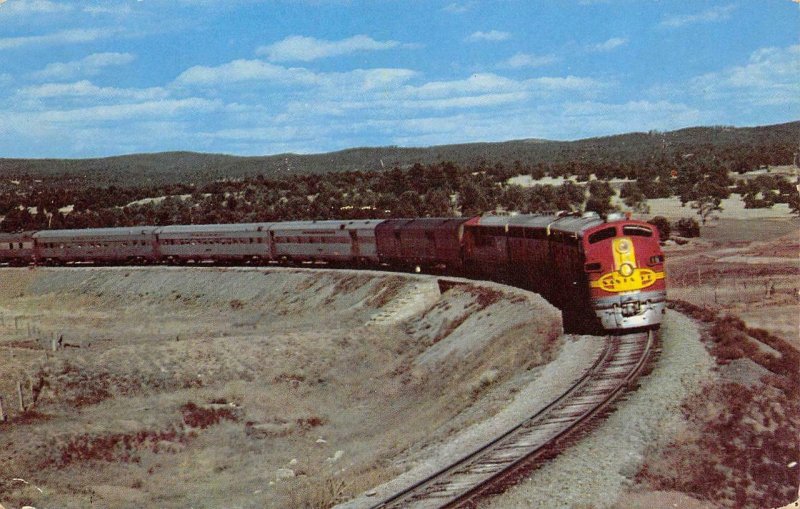 Santa Fe Streamliner Train Near Ribera, NM Fred Harvey 1954 Vintage Postcard