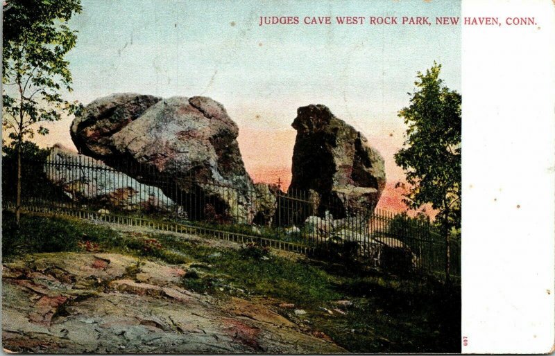 Judges Cave West Rock Park New Haven Connecticut CT Antique Postcard UDB Germany 