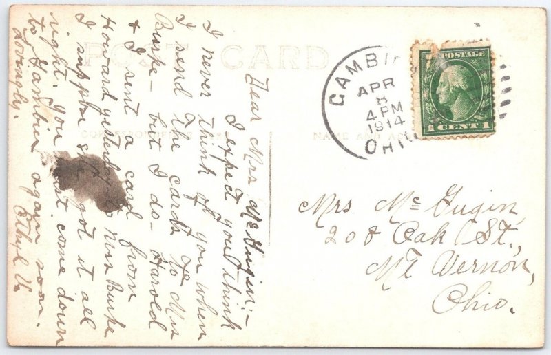 1914 Howard Ohio Public School RPPC Postcard - Gambier Postmark