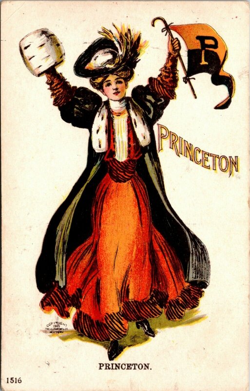 Princeton University College Girl - VICTORIAN - POSTCARD - POSTED - 1907