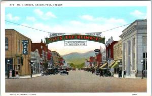 GRANTS PASS, Oregon  OR    MAIN STREET Scene  It's the Climate Sign  Postcard