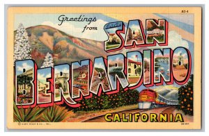 Postcard CA Greetings From San Bernardino California LARGE Letter Card