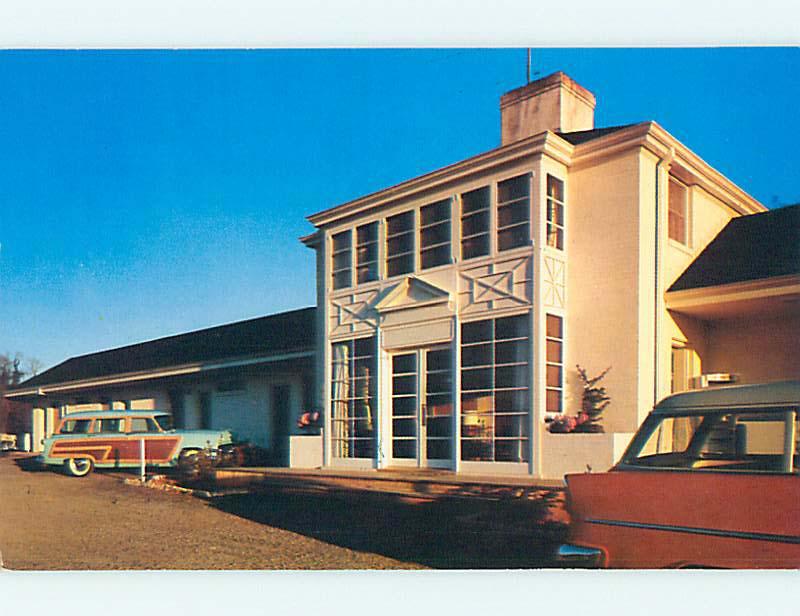 Unused 1950's OLD CARS & COMMONWEALTH COURTS MOTEL Charlottesville VA s5858