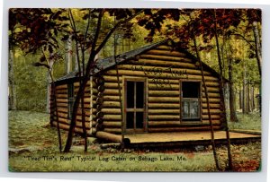 nr Standish or Raymond ME Tired Tim's Log Cabin on Sebago Lake~c1910 Postcard