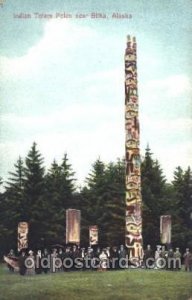 Totem Poles 1909 Alaska - Yukon Pacific Exposition Seattle WA USA Unused ligh...