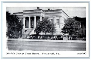 Portsmouth Virginia VA Postcard Norfolk County Court House Exterior c1940s Trees