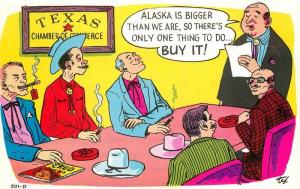 Artist impression Baxtone 1960s Texas Alaska Size humor Comic postcard 7666