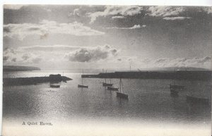 Unknown Location Postcard - A Quiet Haven - At Night Showing Boats   DD1