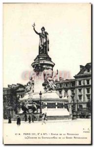 Old Postcard Paris Statue Of The Republic Barracks of Chateau D & # 39Eau of ...