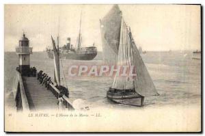 Old Lighthouse Postcard Le Havre L & # 39heure the tide Boat