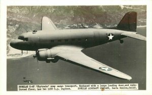 Aircraft Douglas C-47 in flight 1940s WW2 Military RPPC Photo Postcard 20-12447