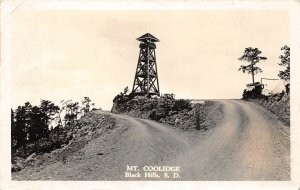 J25/ Black Hills South Dakota Postcard RPPC c1930s Mt. Coolidge Tower  177