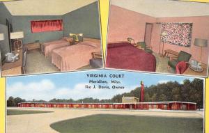 Meridian Mississippi Virginia Court Multiview Antique Postcard K40914